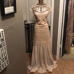 Elegant cream sequin maxi dress